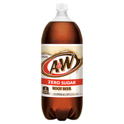 A&W Zero Sugar Root Beer Soda, 2 L bottle, 67.6 Fluid ounce