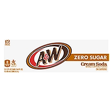A&W Zero Sugar Cream Soda, 12 fl oz, 12 count