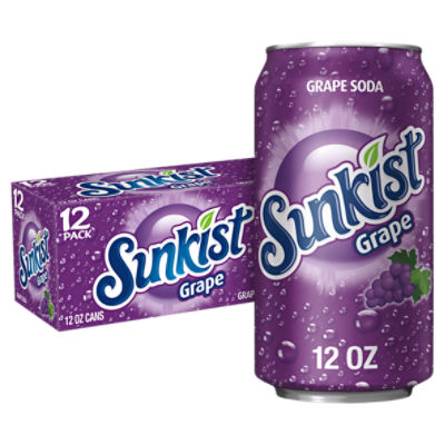 Sunkist Grape Soda, 12 fl oz, 12 count, 144 Fluid ounce