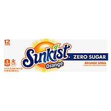 Sunkist Orange Zero Sugar Soda, 12 fl oz, 12 count, 144 Fluid ounce