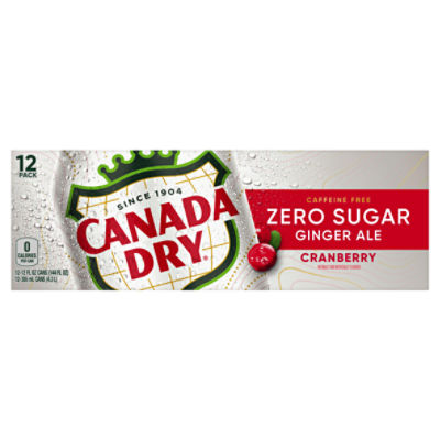 Canada Dry Cranberry Zero Sugar Ginger Ale, 12 fl oz, 12 count