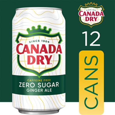 Canada Dry Zero Sugar Ginger Ale Soda, 12 fl oz cans, 12 pack