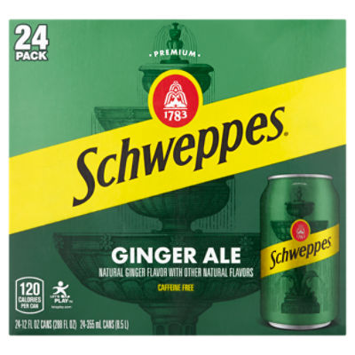 Schweppes Premium Ginger Ale, 12 fl oz, 24 count