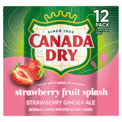 Canada Dry Strawberry Fruit Splash Ginger Ale Soda, 12 fl oz, 12