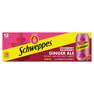 Schweppes Cranberry Raspberry Ginger Ale, 12 fl oz, 12 count