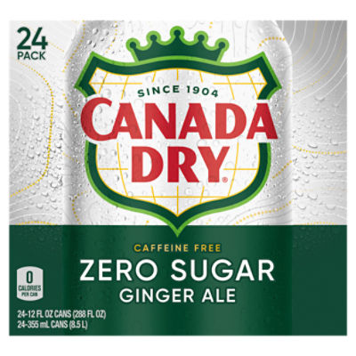 Canada Dry Zero Sugar Ginger Ale, 12 fl oz, 24 count