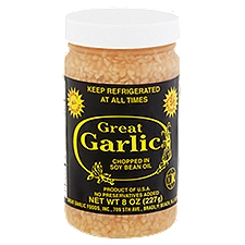 Great Garlic Chopped in Soy Bean Oil, Garlic, 8 Ounce