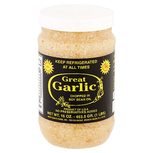 Great Garlic Chopped in Soy Bean Oil Garlic, 16 oz