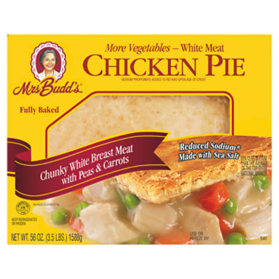 Mrs Budd's Reduced Sodium White Meat Chicken Pie with Peas and Carrots, 56 oz