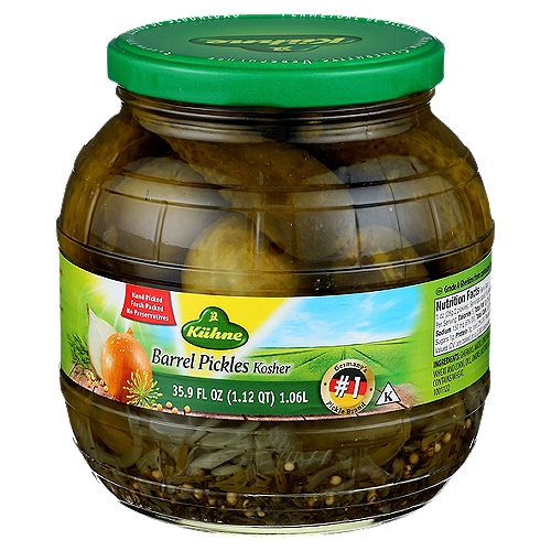 Kühne Kosher Barrel Pickles, 35.9 fl oz