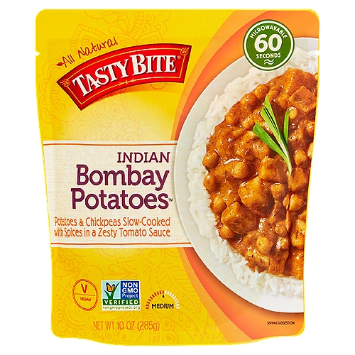 Tasty Bite Indian Bombay Potatoes, 10 oz
Potatoes & Chickpeas Slow-Cooked with Spices in a Zesty Tomato Sauce