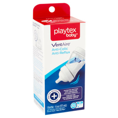 Playtex Baby VentAire 6 oz Anti-Colic and Anti-Reflux Bottle, Slow, 0M+, 1 Each