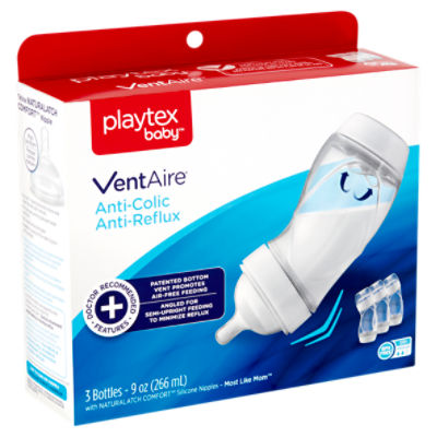 Playtex Baby VentAire 9 oz Anti-Colic Bottles, Medium, 3 M+, 3