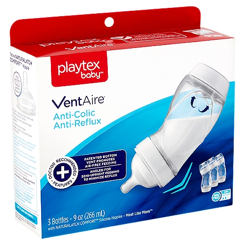 Playtex Baby VentAire 9 oz Anti-Colic Bottles, Medium, 3 M+, 3 count