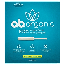 O.B. Organic Tampons, Regular, 18 Each