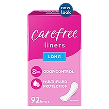 Carefree Acti-Fresh Long Unscented Daily Liners, 92 count, 92 Each