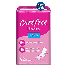 Carefree Panty Liners, Long Liners, Wrapped, Unscented, 42ct (Packaging May Vary), 42 Each