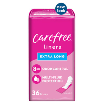 Carefree Panty Liners, Extra Long Liners, Wrapped, Unscented, 36ct (Packaging May Vary)