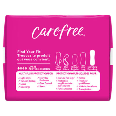 Carefree Panty Liners, Extra Long Liners, Unwrapped, Unscented
