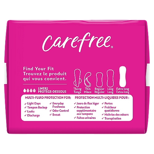 Carefree Panty Liners, Extra Long Liners, Wrapped, Unscented, 36ct  (Packaging May Vary) - Price Rite