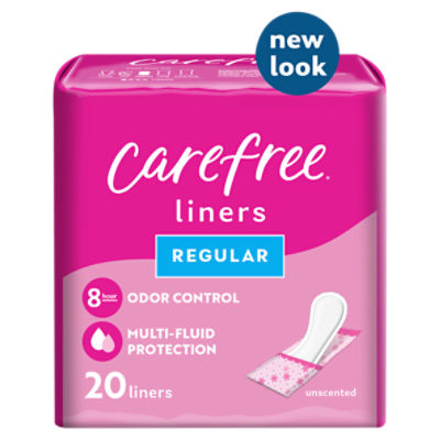 Carefree Panty Liners, Regular Liners, Wrapped, Unscented, 20ct