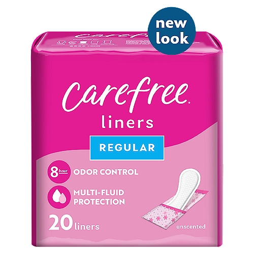 Carefree Panty Liners, Regular Liners, Wrapped, Unscented, 20ct (Packaging May Vary)