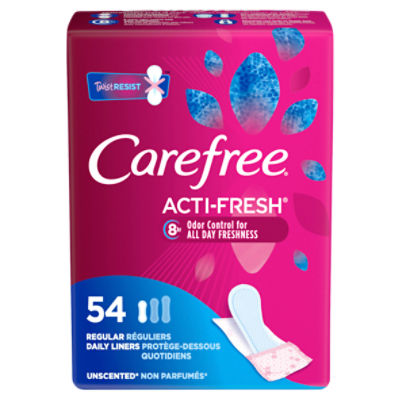 Carefree Acti-Fresh Thin Panty Liners, Soft and Flexible Feminine Care  Protection, Regular, 54 Count - Price Rite