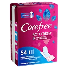 Carefree Acti-Fresh Thin Panty Liners, Soft and Flexible Feminine Care Protection, Regular, 54 Count