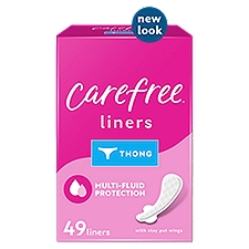 Carefree Thong Pantiliners Unscented With Wings - 49 Count
