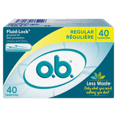 o.b. Applicator Free Digital Tampons Regular Absorbency 40 Count