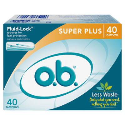 O.B. Applicator Free Digital Tampons Super Plus Absorbency 40 Count
