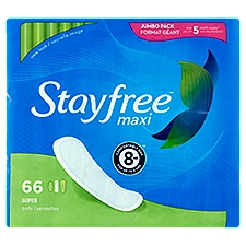 Stayfree Maxi Super Pads Jumbo Pack, 66 count