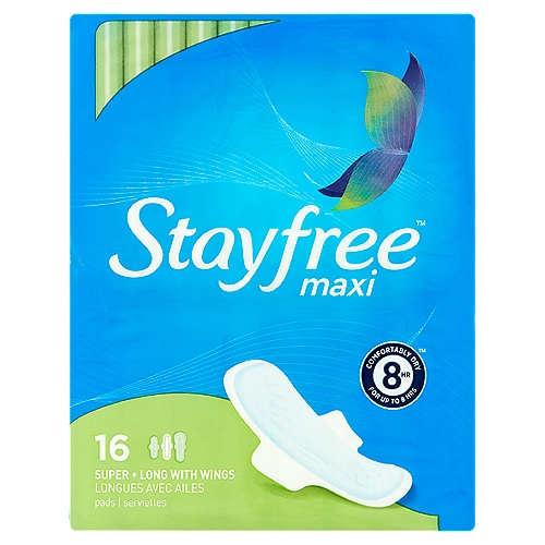 Stayfree Maxi Super Long with Wings Pads, 16 count
