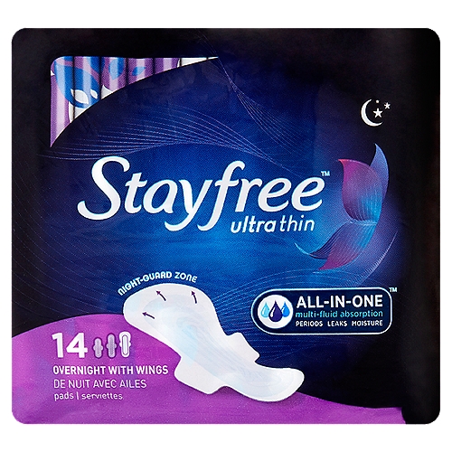 Stayfree Ultra Thin Overnight with Wings Pads, 14 count