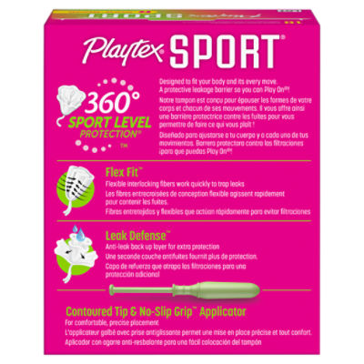 Playtex Sport Plastic Tampons Unscented Regular Absorbency - 18