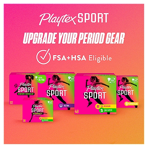 Playtex Sport Plastic Tampons Unscented Super Absorbency - 18