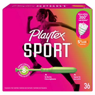 Playtex Sport Plastic Tampons Unscented Super Plus Absorbency - 36 Count -  The Fresh Grocer