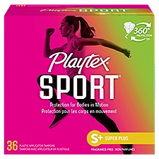 Playtex Sport Plastic Tampons Unscented Super Plus Absorbency - 36 Count