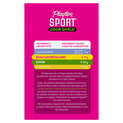Playtex Sport Odor Shield Tampons, Regular & Super Absorbency, 32 ct - The  Fresh Grocer