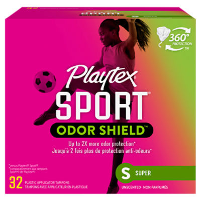 Playtex Sport Plastic Tampon Odor Shield Super Absorbency, Unscented 32