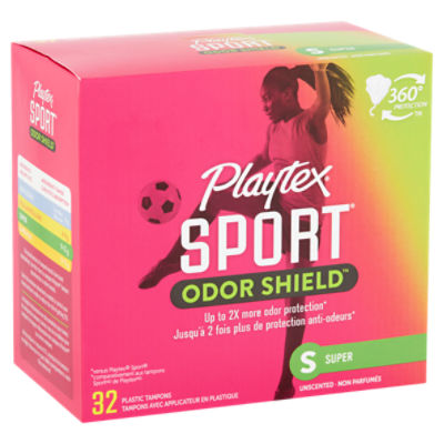 Playtex Sport Odor Shield Super Absorbency Unscented Plastic Tampons, 32  count - The Fresh Grocer