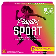 Playtex Sport Plastic Applicator Tampons, Regular, 36 Each