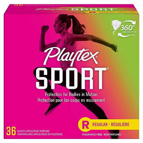 Playtex Sport Plastic Tampons Unscented Regular Absorbency - 36 Count