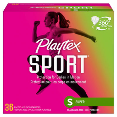 Playtex Sport Plastic Tampons Unscented Super Absorbency - 36 Count