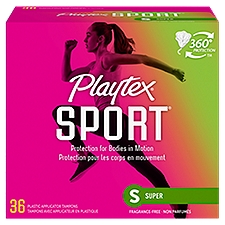 Playtex Sport Plastic Applicator Tampons, Super, 36 Each