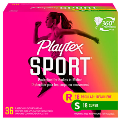  Playtex Tampons with Comfortable Plastic Applicator, Super  Absorbency, Deodorant, 36 ct : Health & Household