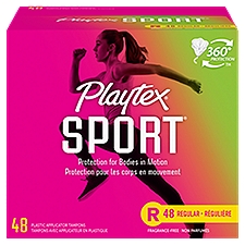 Playtex Sport Regular Absorbency Plastic Tampons, 48 count