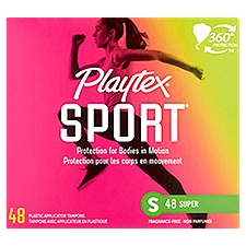 Playtex Sport Super Plastic Tampons, 48 count