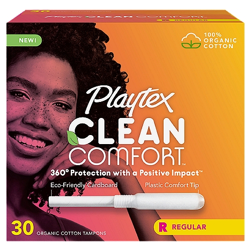 Playtex Clean Comfort Regular Organic Cotton Tampons, 30 count