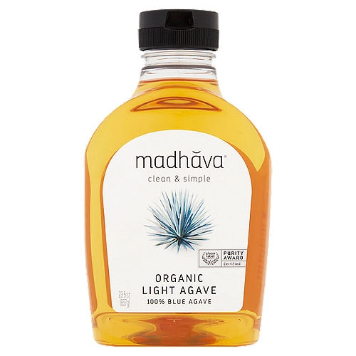 Madhăva Organic Light Agave, 23.5 oz
Clean Label Project® - Purity Award Certified

Tested for over 130 harmful environmental and industrial contaminants and toxins, including heavy metals and pesticides. Winner of the Clean Label Project™ awards for Purity, Authenticity, and Antioxidant Superiority.